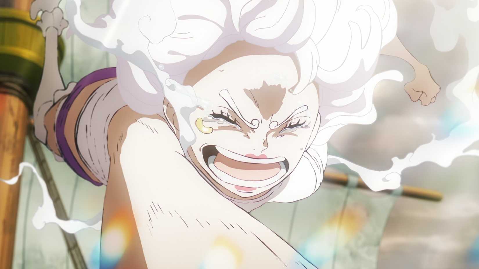 Bonney unleashing a giant punch surrounded by red lightning