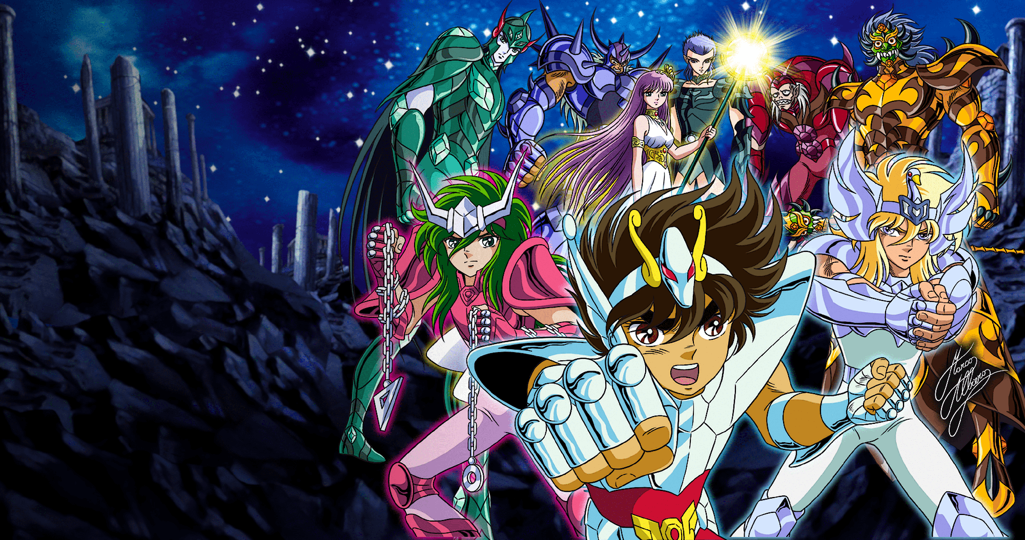 Saint Seiya anime characters in armor