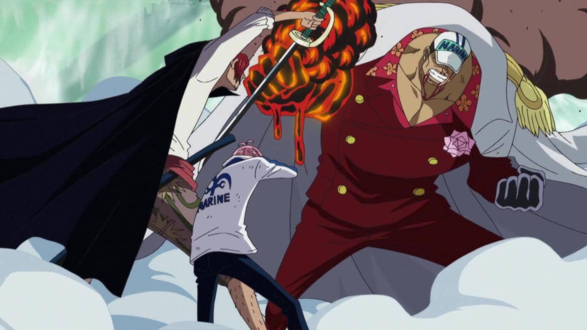 Shanks arriving at Marineford to end the war