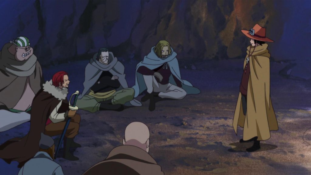The meeting between Shanks and Ace in One Piece.