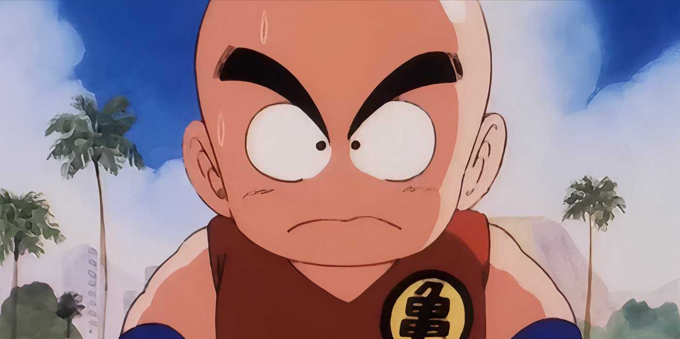 Krillin worried before fighting Roshi in Dragon Ball