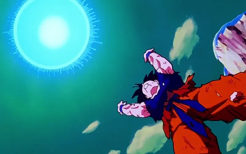 Goku preparing Spirit Bomb against Frieza