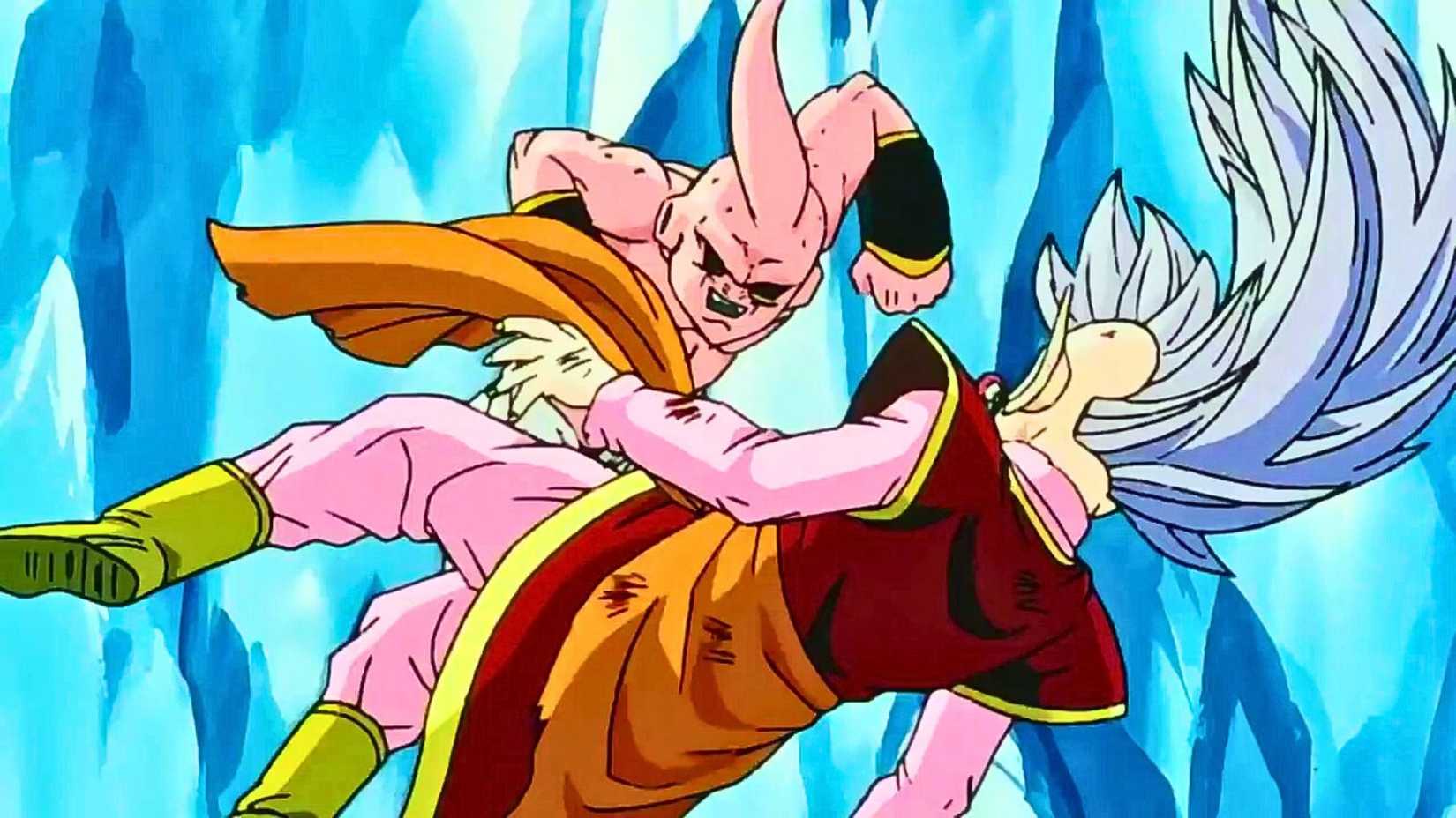 Kid Buu and a Kaioshin in Dragon Ball Z