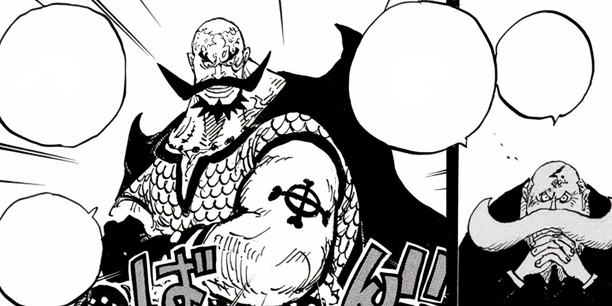 King Harald proudly shows his Shallows Covenant to a Five Elder in One Piece chapter 1168