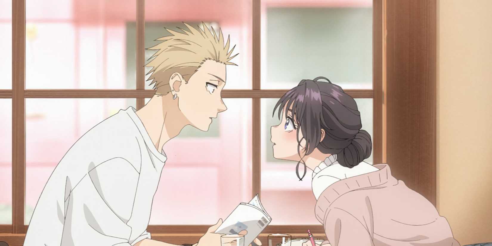 Rintaro and Kaoruko surprised in The Fragrant Flower Blooms With Dignity
