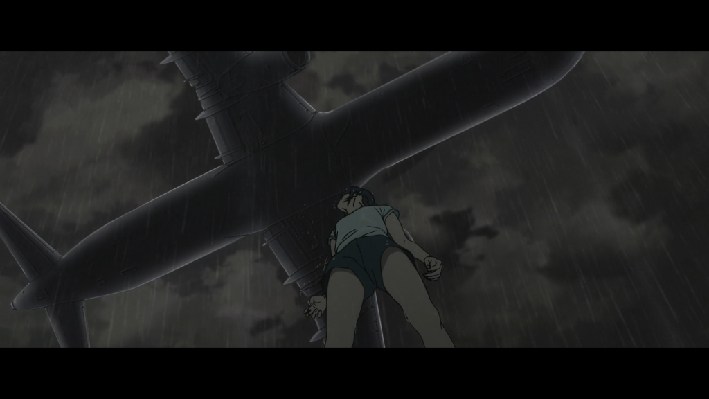 Plane flying over Reze references Blue Spring