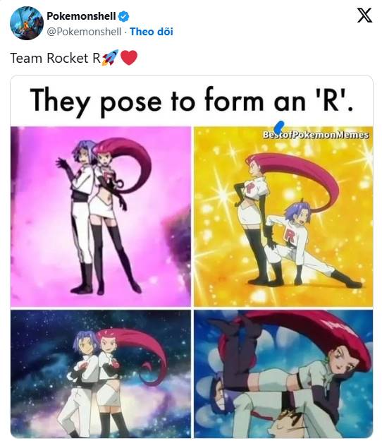 Team Rocket posing to form the letter R
