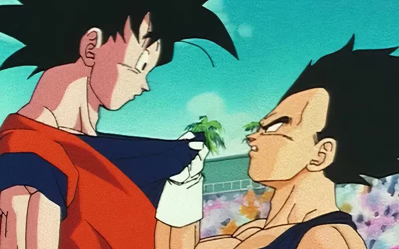 Vegeta challenging Goku in Dragon Ball