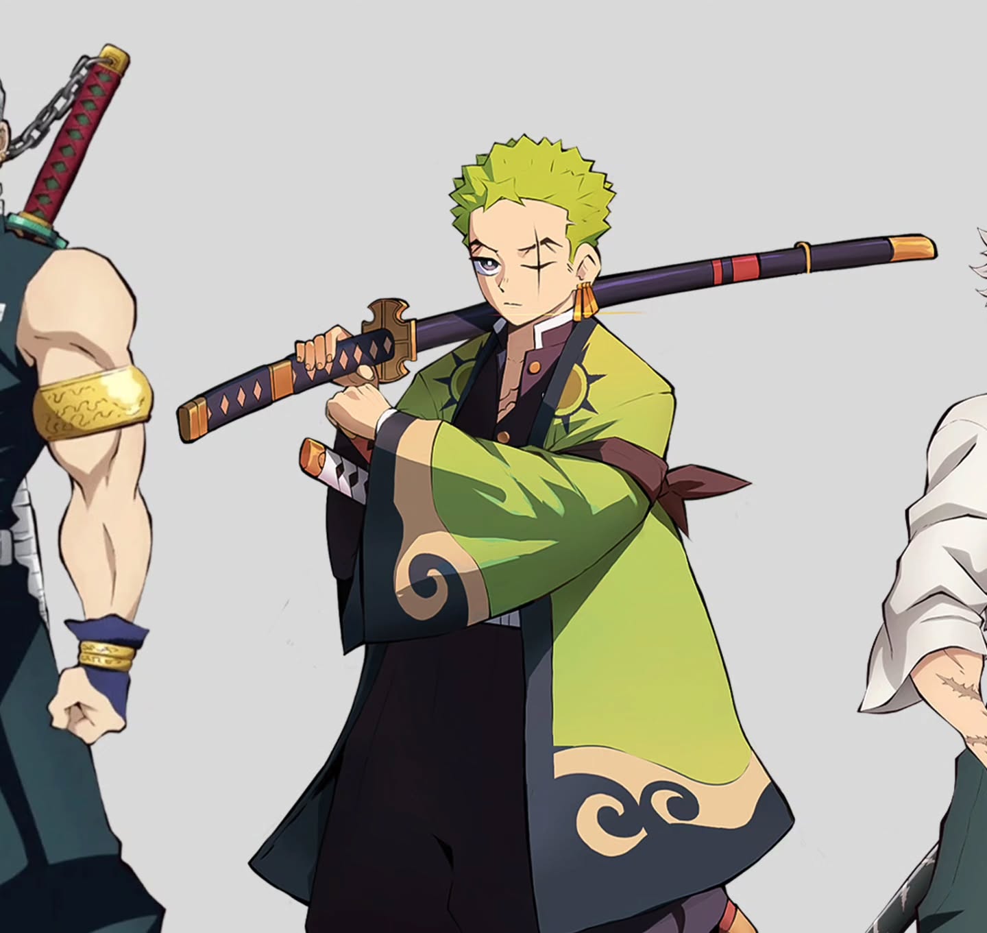 Zoro as Demon Slayer Pillar fan art full body