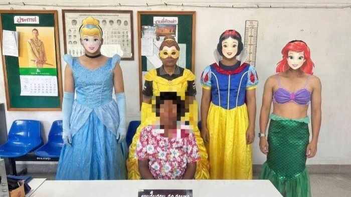 Police officers dressed as Disney princesses
