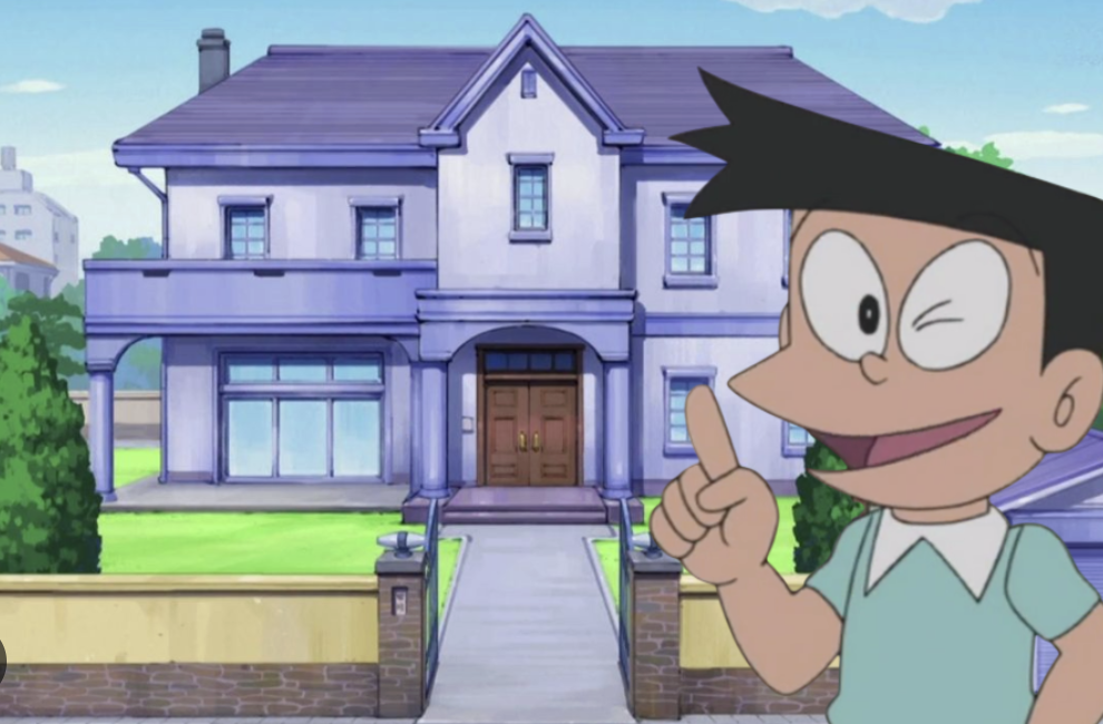 Suneo's mansion in Tokyo impresses everyone. (Screenshot)