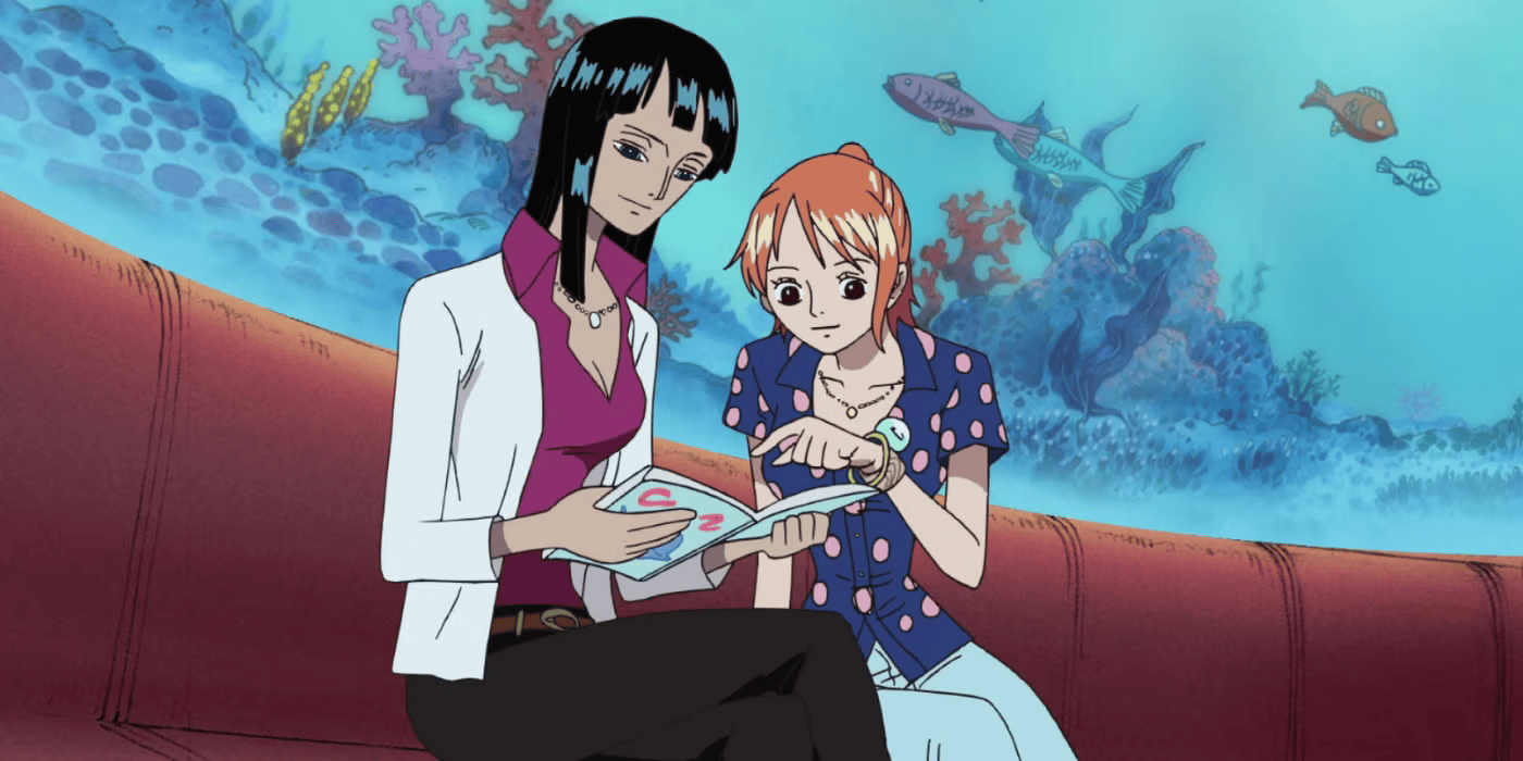 Nico Robin and Nami reading together in One Piece