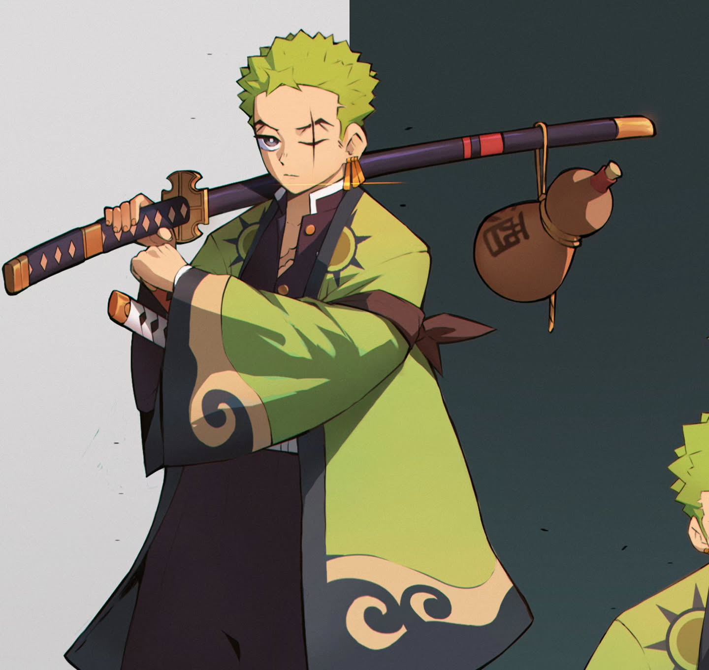 Zoro as Demon Slayer Pillar fan art