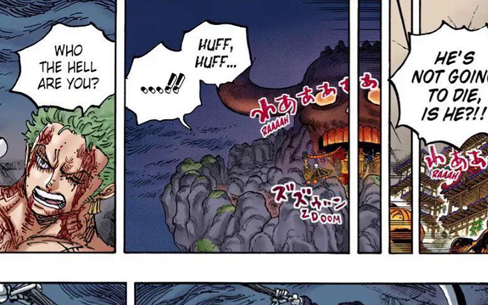 Zoro exhausted after battle in One Piece