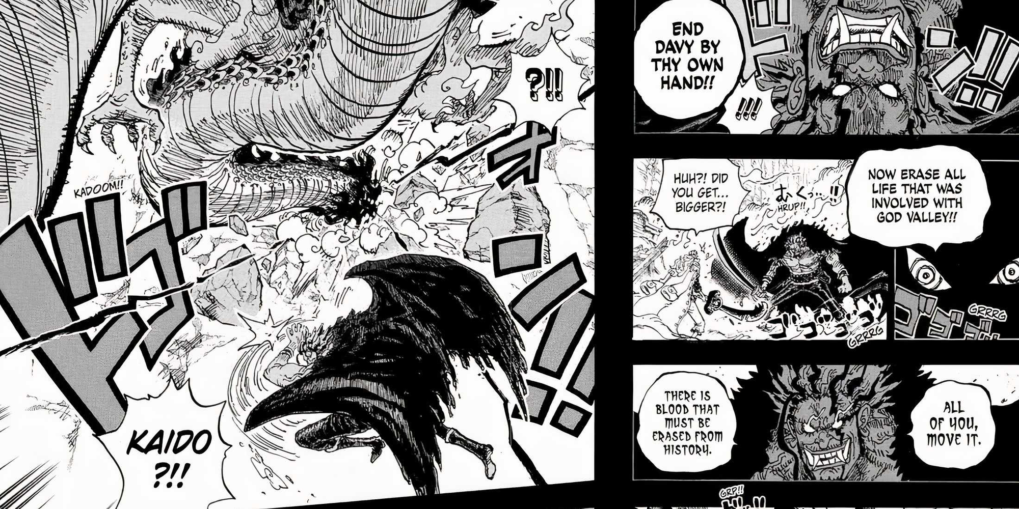 Garp and Roger battle Rocks under Imu's control