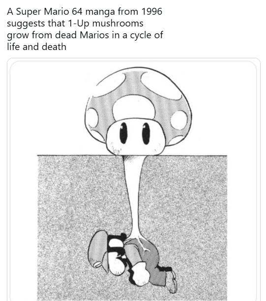 Controversial manga panel showing 1-Up mushroom origin
