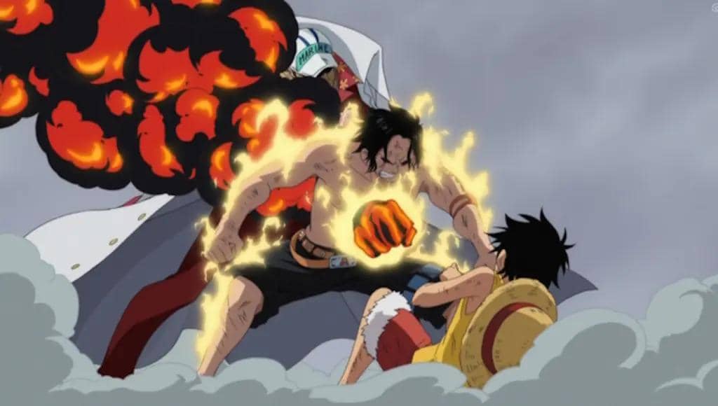 Luffy confronting Akainu