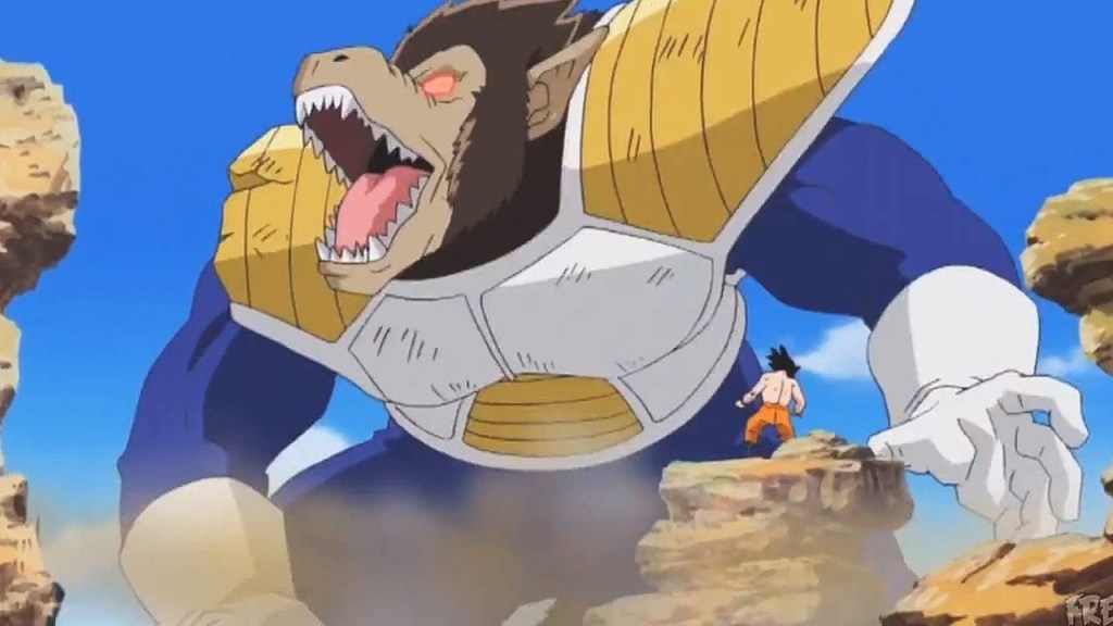 Vegeta in Great Ape form against Goku