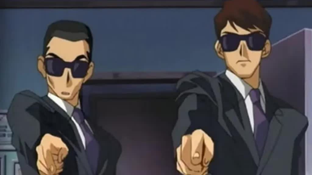 Characters pointing fingers instead of guns in Yu-Gi-Oh!