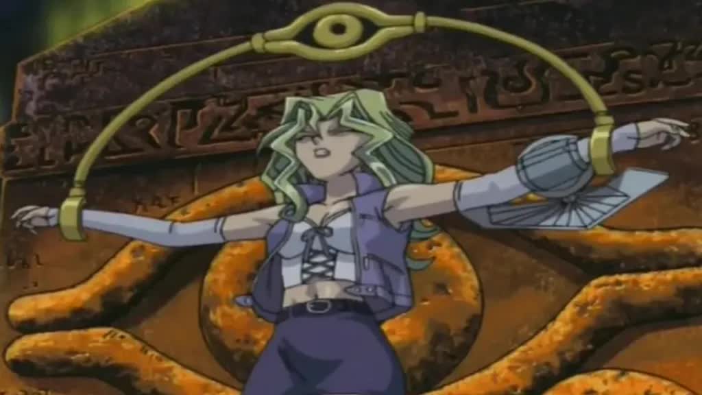 Mai Valentine and Marik duel in Yu-Gi-Oh!