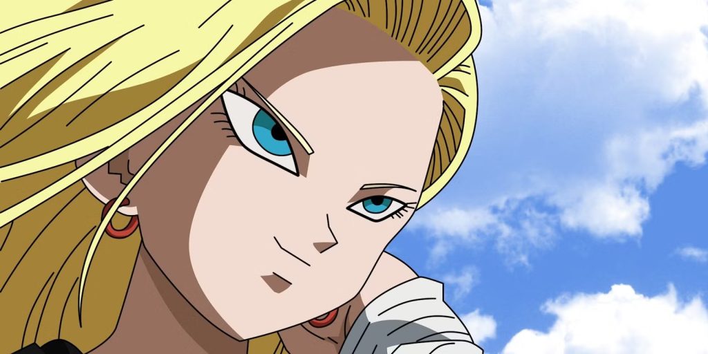 Android 18 overpowering Vegeta in Dragon Ball Z