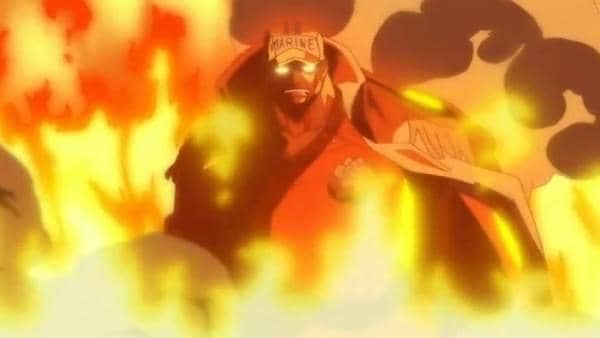 Akainu using Magu Magu no Mi