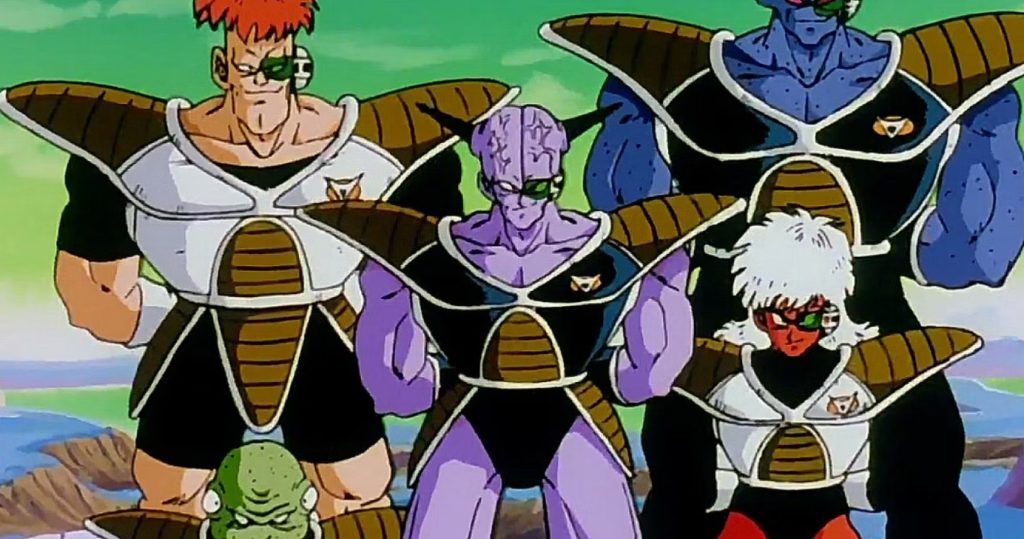 The Ginyu Force posing in Dragon Ball Z