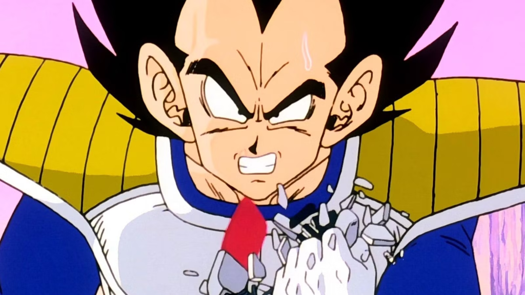 Vegeta shocked by Goku's power level