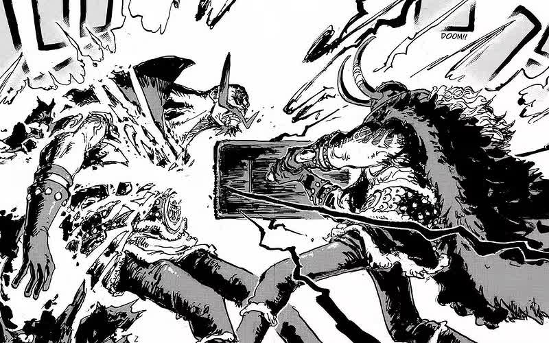 Loki striking King Harald with Ragnir and Conqueror's Haki