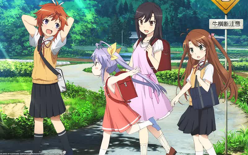 Non Non Biyori hand-drawn countryside scene