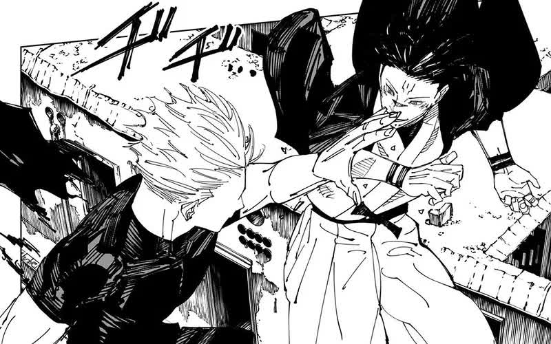 Gojo vs Sukuna battle scene in Jujutsu Kaisen