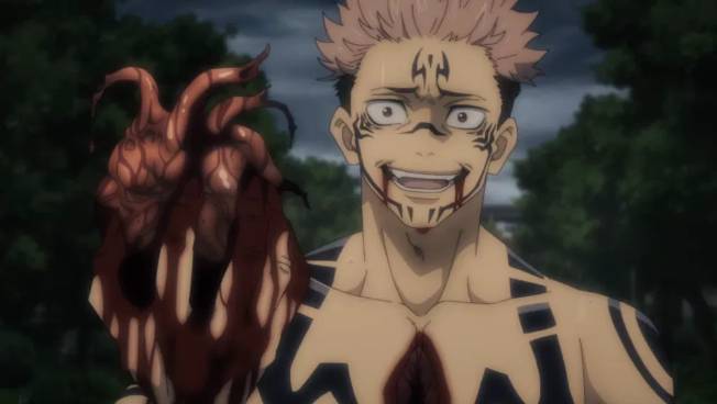 Sukuna with three fingers in Yuji's body