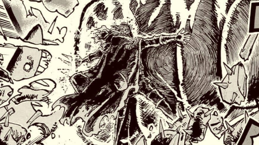 Giant Luffy delivering powerful punch