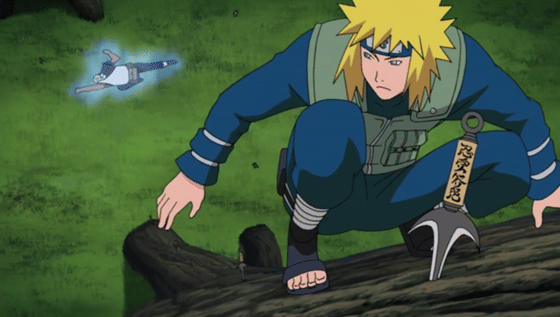 Minato Namikaze using Flying Thunder God Technique