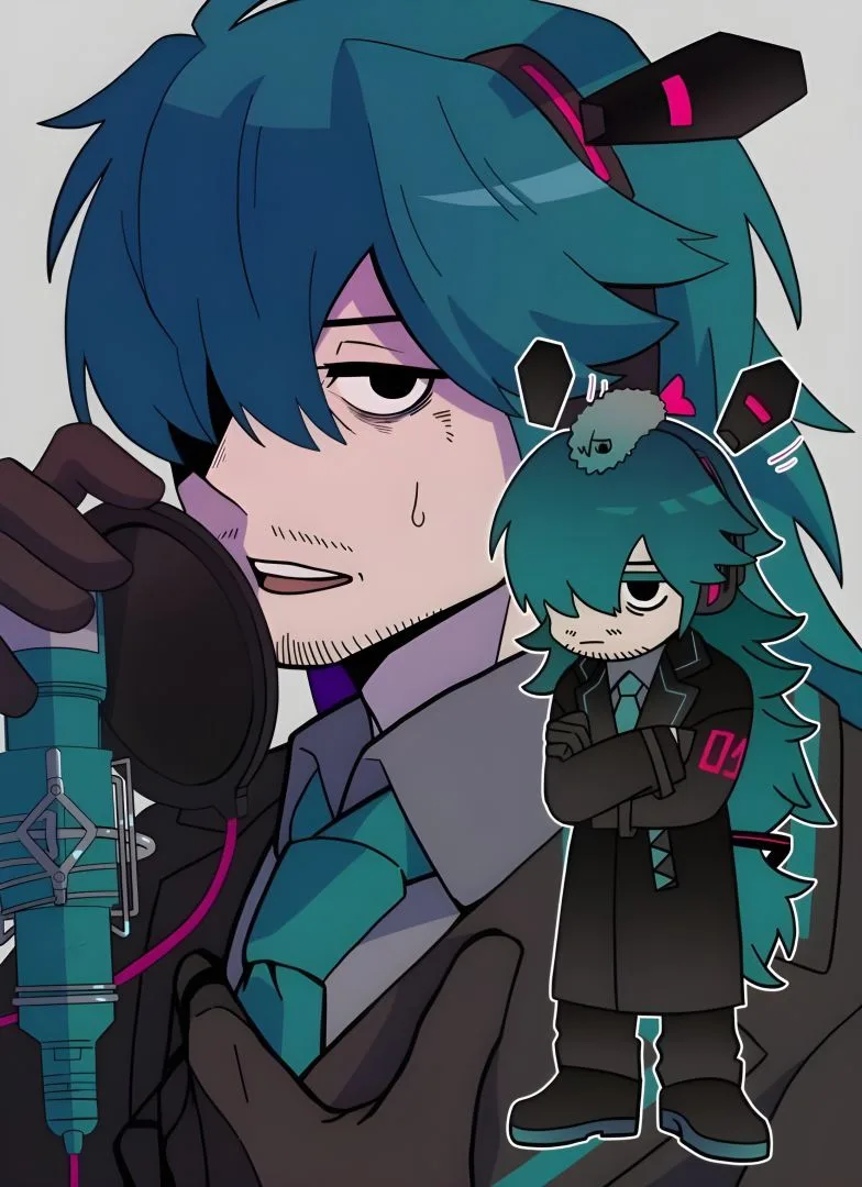 Middle-aged Miku with beard