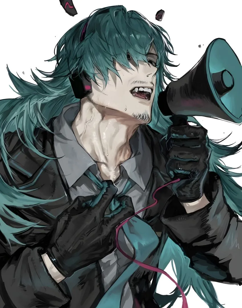 Miku Oji fanart with tired expression