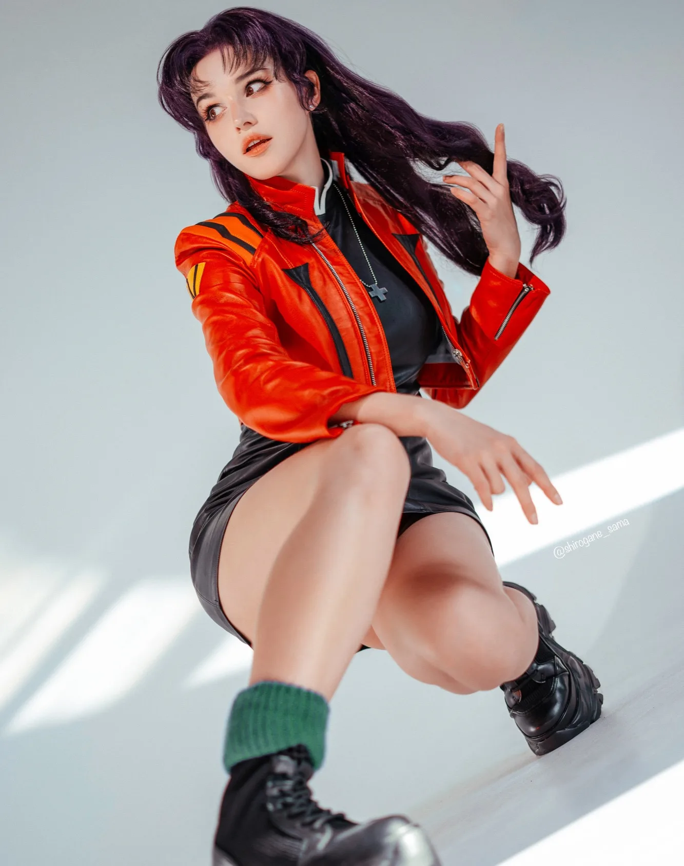 Misato cosplay with signature purple hair