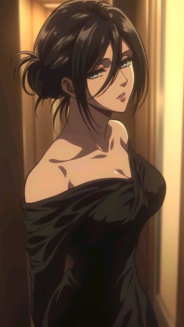 AI image of Mikasa Ackerman in combat stance