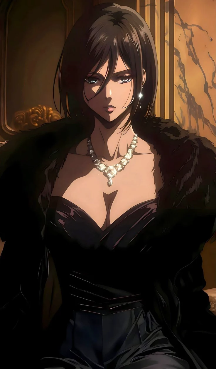 AI warrior depiction of Mikasa Ackerman