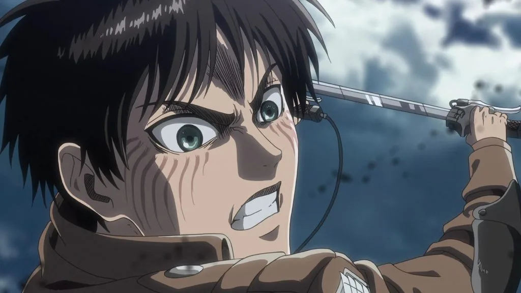 Eren attacking the Colossal Titan in Attack on Titan
