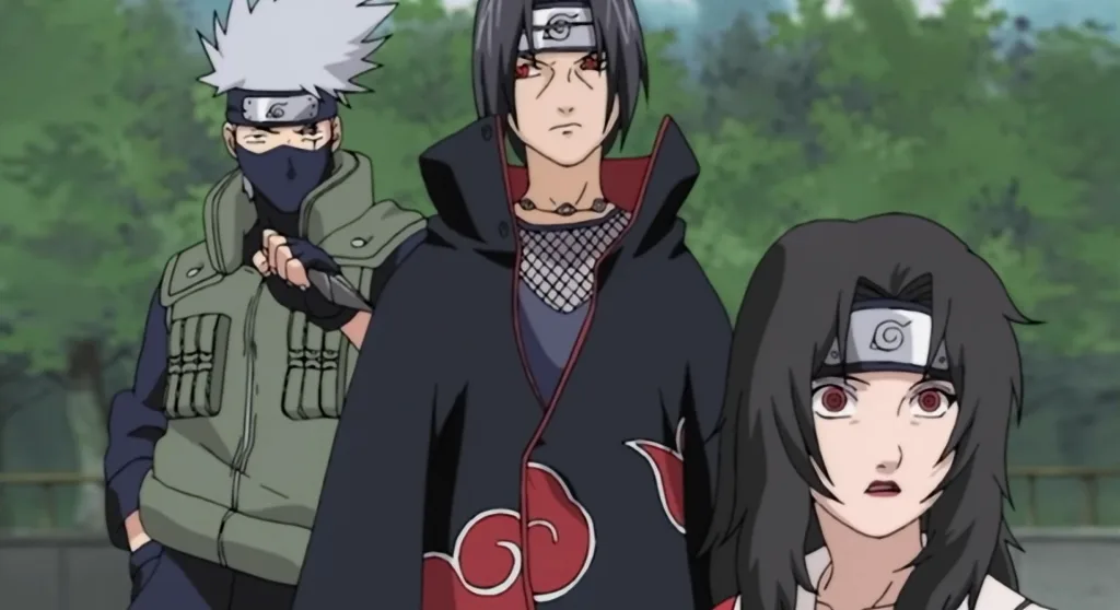Itachi and Kisame battle Kakashi, Asuma, and Kurenai