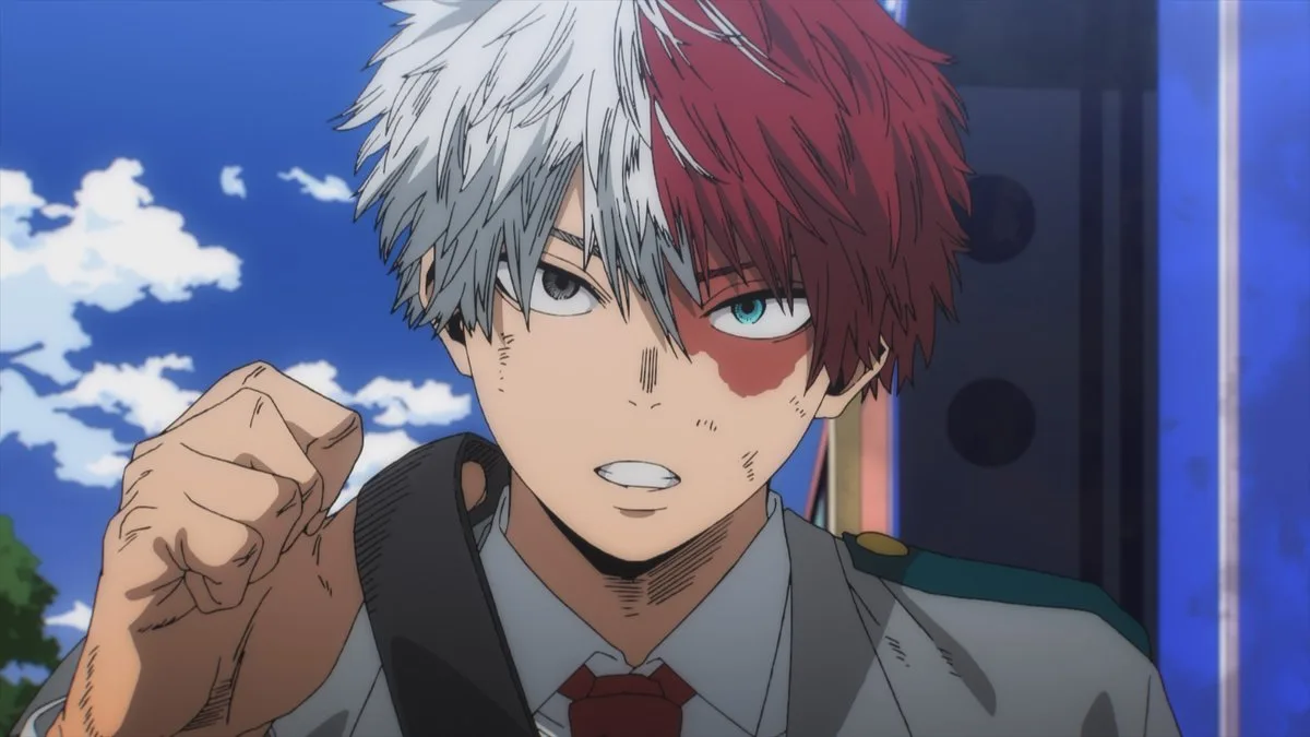 Shoto Todoroki figure with half red, half white hair and a large red scar
