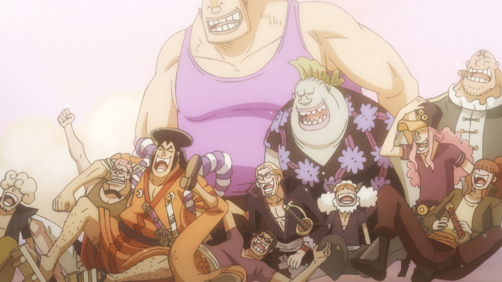 Roger Pirates laughing at Laugh Tale