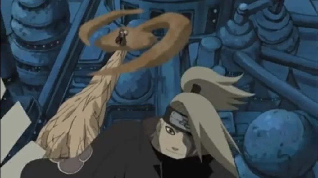 Deidara fights Gaara