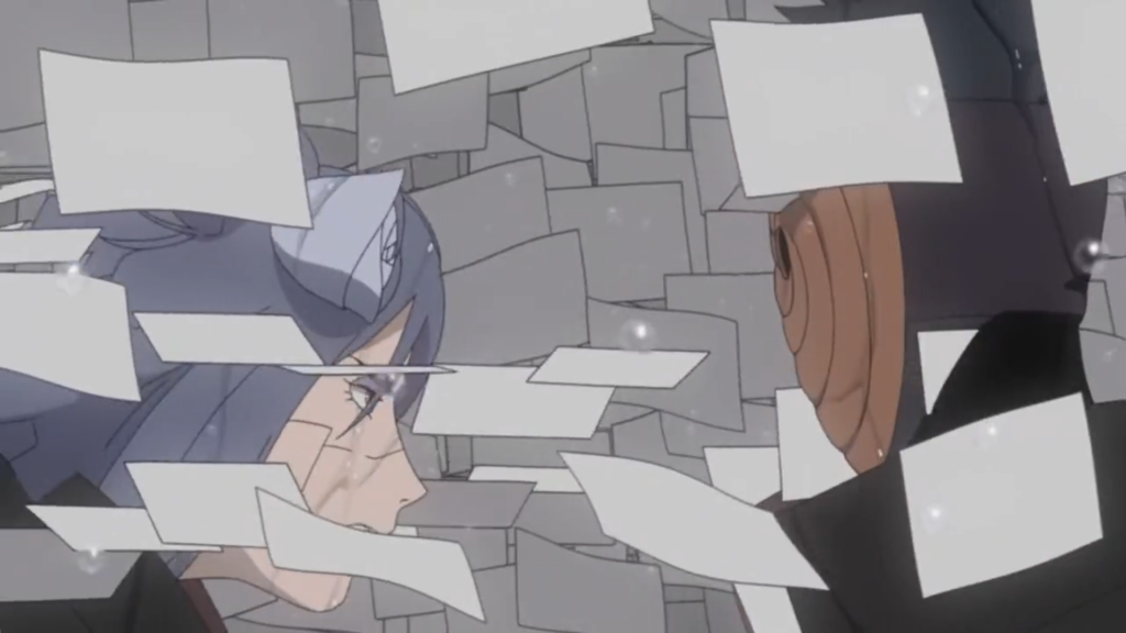Konan battles Obito Uchiha