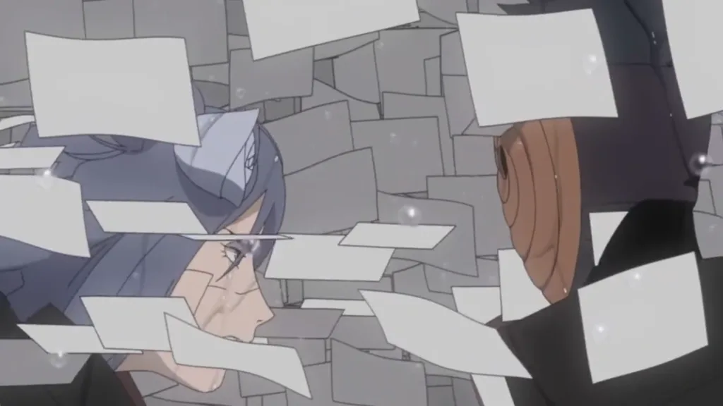 Konan battles Obito Uchiha