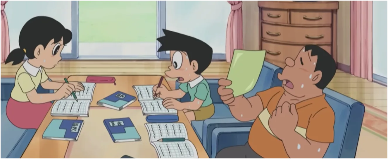 Hot summer weather in Doraemon.