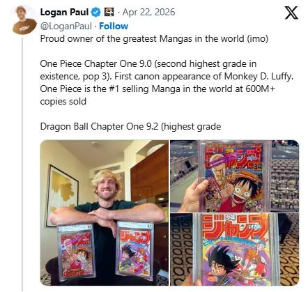 Logan Paul One Piece manga collection
