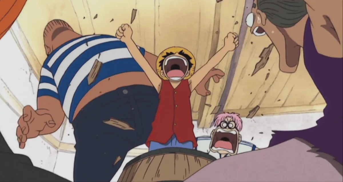 Coby finds Luffy in barrel