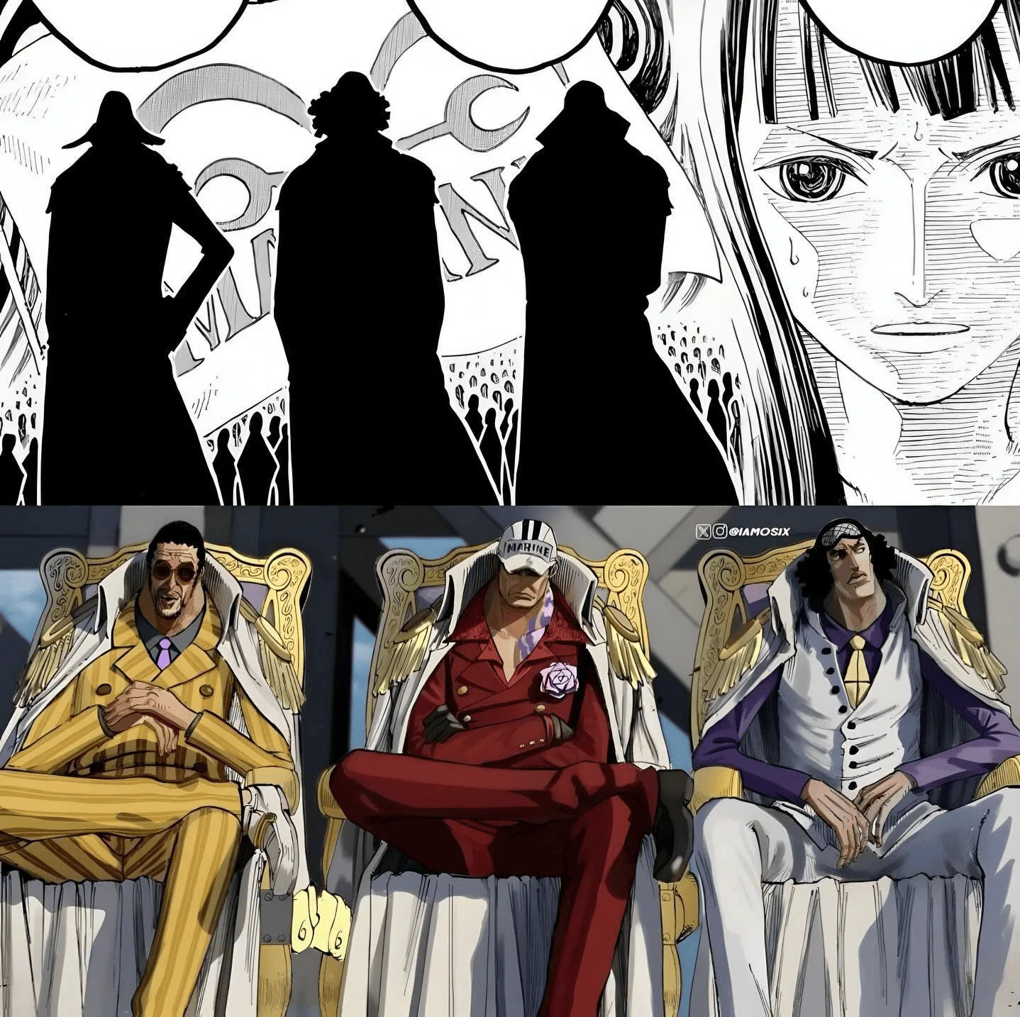 Silhouettes of the three admirals